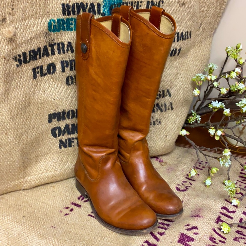 Frye Melissa Button Boots, size 6.5, camel color.
